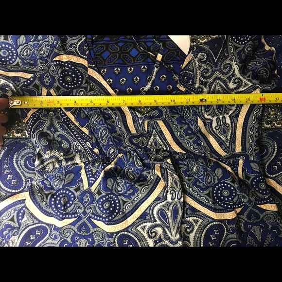 TOBI Blue Maxi Side Splits Open Back Paisley Dress - Picture 4 of 6